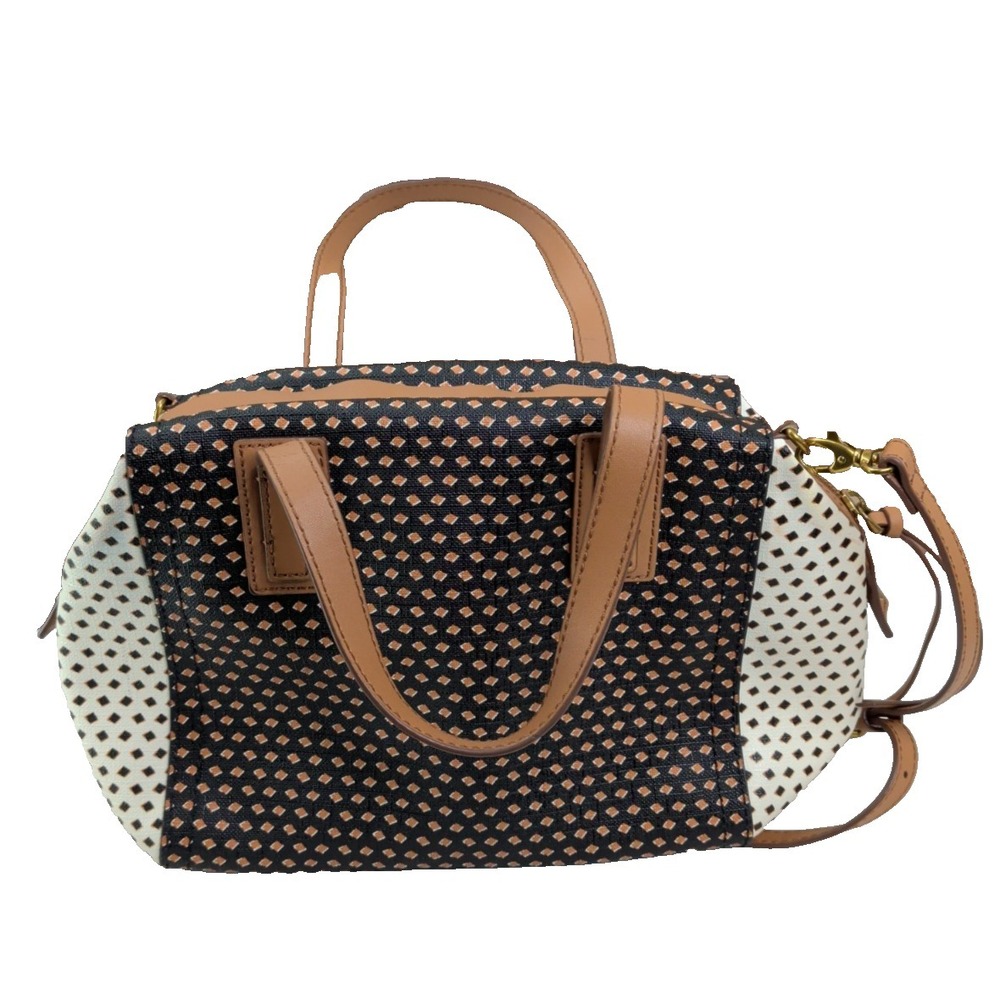 Fossil Emma Vintage Geometric Print Crossbody Satchel Bag Black/White